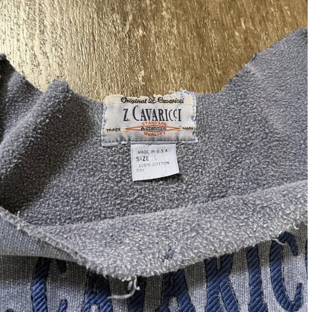 Z. Cavaricci Sweatshirt Women Large Blue Vintage 90s Embroidered Cut Neck USA - Picture 2 of 4